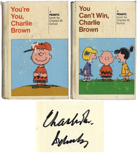 Set of 8 ''Peanuts'' Books, 6 Signed by Charles Schulz